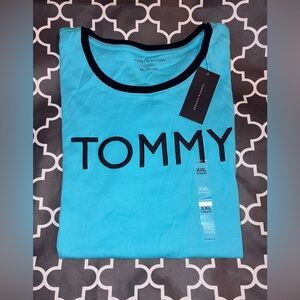 Tommy Hilfiger Aqua T-Shirt with Black Accents